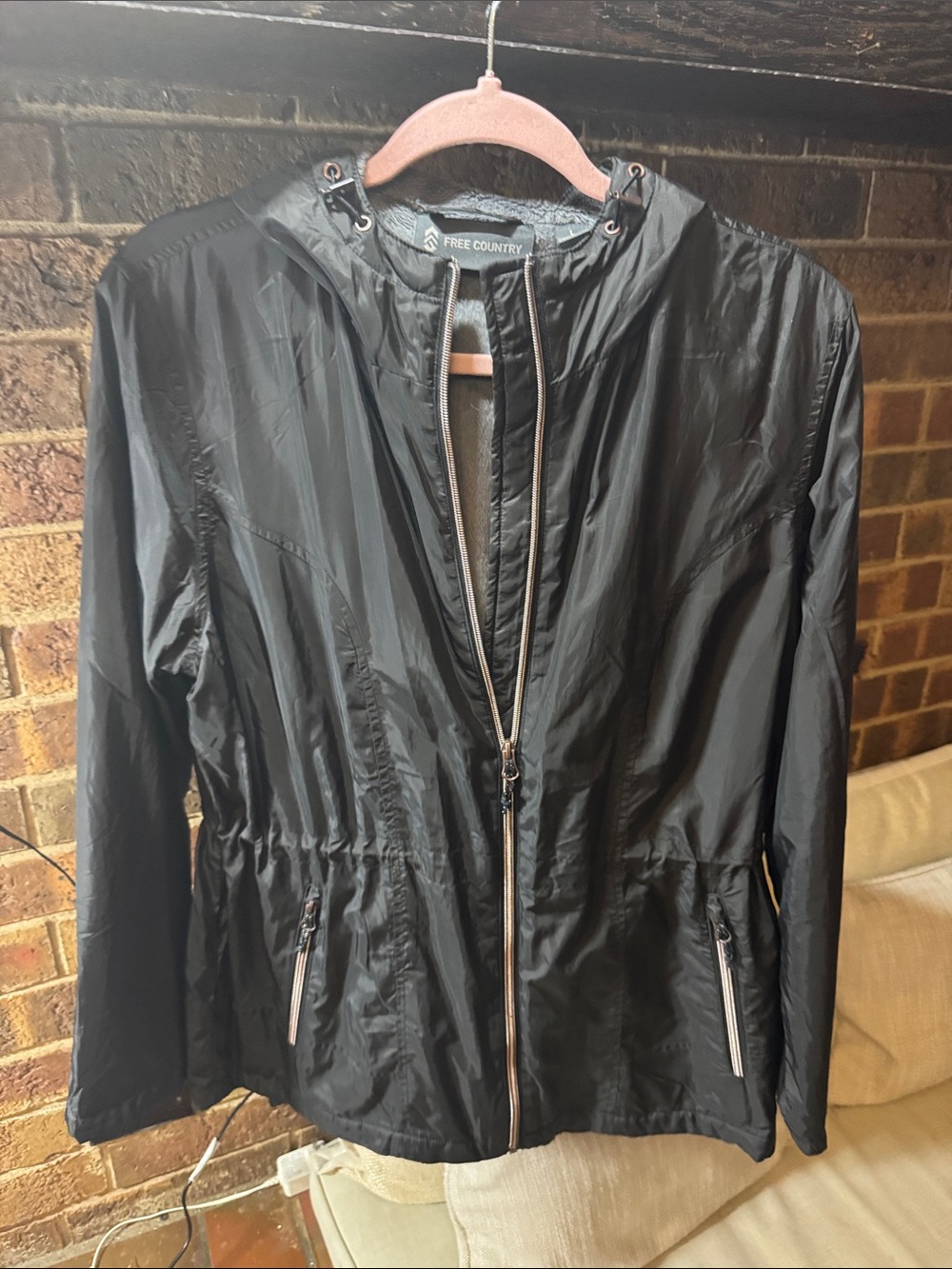 Free Country Black Hooded Lightweight Utility Jacket